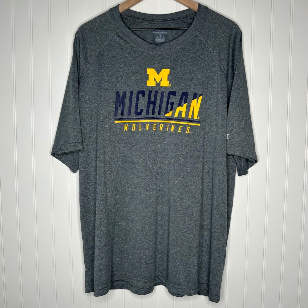 Champion Michigan Wolverines Mens T Shirt 2XL Gray NCAA Athletic Performance